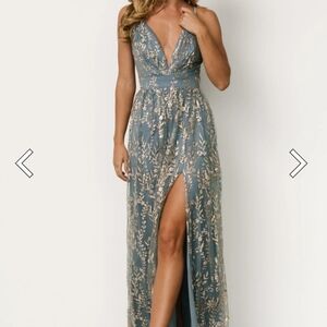 Baltic Born Anisa Shimmer Gown - Slate Blue + Rose Gold